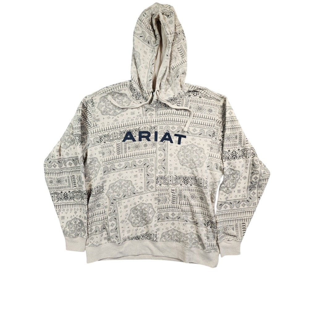 Ariat Real Hoodie Women's XL Oatmeal Periscope Paisley Print Fleece Western NWT